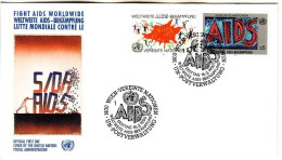 UNO WIEN MI-NR. 100-101 FDC WELTWEITE AIDS BEKÄMPFUNG 1990 - Enfermedades