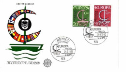 DEUTSCHLAND MI-NR. 519-520 FDC CEPT 1966 BOOT MIT SEGEL - 1966