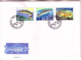 LIECHTENSTEIN MI-NR. 964-966 FDC FISCHE - FDC