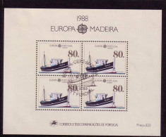 MADEIRA BLOCK 9 GESTEMPELT(USED) EUROPA 1988 TRANSPORT- Und KOMMUNIKATIONSMITTEL - 1988