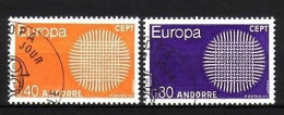 FRANZÖSISCH ANDORRA MI-NR. 222-223 GESTEMPELT(USED) EUROPA 1970 SONNENSYMBOL - 1970