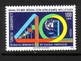 TÜRKEI MI-NR. 2728 POSTFRISCH(MINT) 40 JAHRE VEREINTE NATIONEN - UNO - Unused Stamps