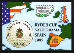 ISLE OF MAN BLOCK 29 POSTFRISCH RYDER CUP VALDERRAMA SPANIEN 1997 - Isola Di Man