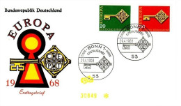 DEUTSCHLAND MI-NR. 559-560 FDC CEPT 1968 SCHLÜSSEL - 1968