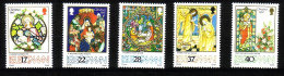 ISLE OF MAN MI-NR. 523-527 POSTFRISCH(MINT) WEIHNACHTEN 1992 GLASFENSTER - Isola Di Man