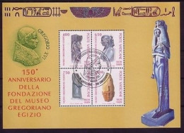 VATIKAN BLOCK 11 GESTEMPELT 150 JAHRE ÄGYPTISCHES MUSEUM IM VATIKAN 1989 - Blocchi E Foglietti
