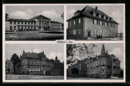 AK Flöha I. Sa., Bahnhof, Postamt, Schule, Rathaus  - Floeha