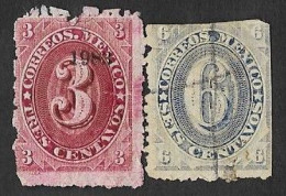 SE)1882-83 MEXICO SERIES NUMERALS 3C SCT 147 & 6C SCT 148, USED - México