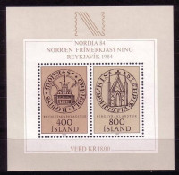 ISLAND BLOCK 4 POSTFRISCH(MINT) NORDIA '84 REYKJAVIK - KLOSTERSIEGEL - Blokken & Velletjes