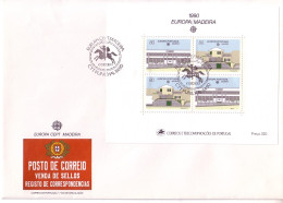 MADEIRA BLOCK 11 FDC EUROPA 1990 POSTALISCHE EINRICHTUNGEN - 1990