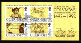 GUERNSEY BLOCK 8 GESTEMPELT(USED) EUROPA CEPT COLUMBUS SCHIFFE - 1992