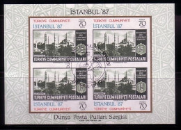 TÜRKEI BLOCK 24 GESTEMPELT ISTANBUL '87 - MOSCHEE - MARKE AUF MARKE - Blocks & Kleinbögen