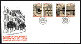 GUERNSEY MI-NR. 389-392 FDC EUROPA 1987 MODERNE ARCHITEKTUR - 1987