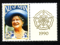 INSEL MAN MI-NR. 437 POSTFRISCH(MINT) MIT ZIERFELD GEBURTSTAG DER KÖNIGINMUTTER ELIZABETH 1990 - Isla De Man