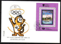 JUGOSLAWIEN BLOCK 32 FDC OLYMPISCHE SOMMERSPIELE SEOUL 1988 GÄNSE AM SEE - Zomer 1988: Seoel