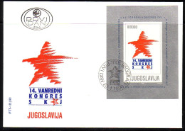 JUGOSLAWIEN BLOCK 36 FDC KONGRESS DER KOMMUNISTEN 1990 - Blocs-feuillets