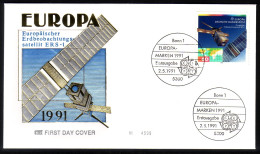 DEUTSCHLAND MI-NR. 1526-1527 FDC EUROPA 1991 - EUROPÄISCHE WELTRAUMFAHRT - 1991