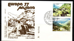 ANDORRA SPANISCH MI-NR. 107-108 FDC EUROPA 1977 LANDSCHAFTEN - 1977