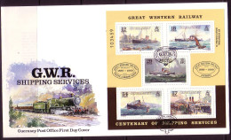 GUERNSEY BLOCK 5 FDC DAMPFSCHIFFE - GREAT WESTERN RAILWAY - Guernsey