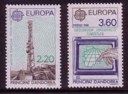ANDORRA FRANZÖSISCH MI-NR. 390-391 POSTFRISCH EUROPA 1988 TRANSPORT- UND KOMMUNIKATIONSMITTEL FUNKTURM COMPUTER - 1988