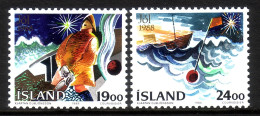 ISLAND MI-NR. 695-696 POSTFRISCH(MINT) WEIHNACHTEN 1988 FISCHER AUF SEE SCHIFF - Noël