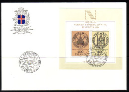 ISLAND BLOCK 4 FDC NORDIA '84 REYKJAVIK - KLOSTERSIEGEL - Blocks & Sheetlets