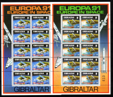 GIBRALTAR MI-NR. 613-614 POSTFRISCH(MINT) KLEINBOGENSATZ EUROPA 1991 EUROPÄISCHE WELTRAUMFAHRT - 1991