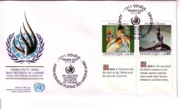 UNO GENF MI-NR. 180-181 3 FDC MENSCHENRECHTE 1989 STATUE GEMÄLDE - FDC