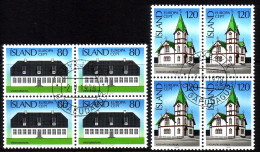 ISLAND MI-NR. 530-531 GESTEMPELT(USED) 4er BLOCK EUROPA 1978 BAUDENKMÄLER KIRCHE - 1978