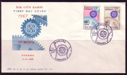 TÜRKEI MI-NR. 2044-2045 FDC EUROPA CEPT 1967 ZAHNRÄDER - 1967