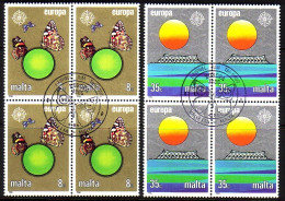 MALTA MI-NR. 746-747 GESTEMPELT(USED) 4er BLOCK EUROPA 1986 NATUR- Und UMWELTSCHUTZ SCHMETTERLINGE - 1986