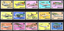 GIBRALTAR MI-NR. 432-446 POSTFRISCH(MINT) FLUGZEUGE - Gibraltar