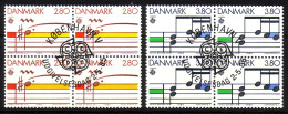 DÄNEMARK MI-NR. 835-836 GESTEMPELT(USED) 4er BLOCK EUROPA 1985 JAHR DER MUSIK - 1985