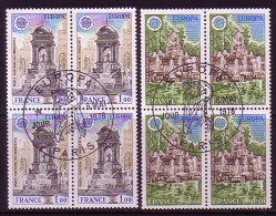 FRANKREICH MI-NR. 2098-2099 O 4er BLOCK EUROPA 1978 - BAUDENKMÄLER BRUNNEN - 1978