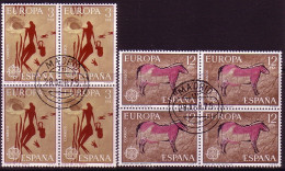 SPANIEN MI-NR. 2151-2152 O 4er BLOCK EUROPA 1975 GEMÄLDE HÖHLENMALEREI PFERD - 1975