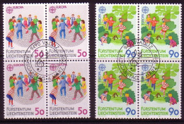 LIECHTENSTEIN MI-NR. 960-961 GESTEMPELT(USED) 4er BLOCK EUROPA 1989 KINDERSPIELE - 1989