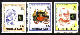 GIBRALTAR MI-NR. 598-600 POSTFRISCH(MINT) 150 JAHRE BRIEFMARKE SIR ROWLAND HILL POSTKUTSCHE - Gibraltar