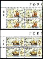 FÄRÖER MI-NR. 231-232 GESTEMPELT(USED) 4er BLOCK EUROPA 1992 ENTDECKUNG AMERIKAS COLUMBUS SCHIFFE - 1992