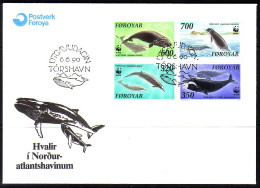 FÄRÖER MI-NR. 203-206 FDC FISCHE WALE 1990 - Färöer Inseln