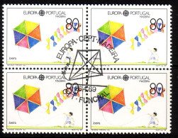 MADEIRA MI-NR. 125 I GESTEMPELT(USED) 4er BLOCK EUROPA 1989 KINDERSPIELE - 1989