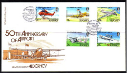 ALDERNEY MI-NR. 18-22 FDC FLUGHAFEN HUBSCHRAUBER FLUGZEUGE 1985 - Alderney