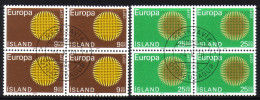 ISLAND MI-NR. 442-443 GESTEMPELT(USED) 4er BLOCK EUROPA 1970 SONNENSYMBOL - 1970