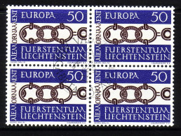 LIECHTENSTEIN MI-NR. 454 GESTEMPELT(USED) 4er BLOCK EUROPA 1965 GÜRTELSCHLEIFE - 1965