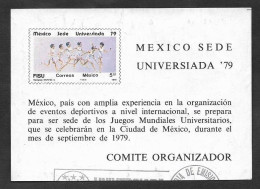 SE)1979 MEXICO SPORTS SERIES, MEXICO UNIVERSITY HEADQUARTERS '79, CORRIDORS 5P SCT 1181, IMPERFORATED SOUVENIR SHEET, CT - México