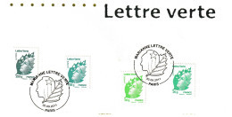 2011 (sous La Faciale) " LA LETTRE VERTE / MARIANNE DE BEAUJARD " Sur Support Oblitéré 1°Jour. N° YT 4593 à 96 - 2008-2013 Marianne (Beaujard)