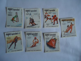 CAMBODIA  MNH 7 STAMPS OLYMPIC GAMES ALBERTVILE 1992 - Hiver 1992: Albertville