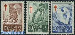 Finland 1956 Anti Tuberculosis, Birds 3v, Mint NH, Nature - Birds - Ducks - Owls - Unused Stamps