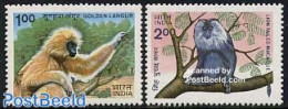 India 1983 Monkeys 2v, Mint NH, Nature - Animals (others & Mixed) - Monkeys - Nuovi