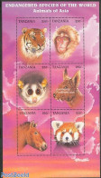 Tanzania 1997 Animals Of Asia 6v M/s, Mint NH, Nature - Animals (others & Mixed) - Cat Family - Horses - Monkeys - Tanzania (1964-...)