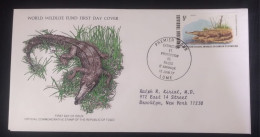 EL)1977 TOGO WORLD WILDLIFE FUND, WWF, AFRICAN SLENDER-SNOUTED CROCODILE, CIRCULATED TO NEW YORK - USA, FDC - Togo (1960-...)